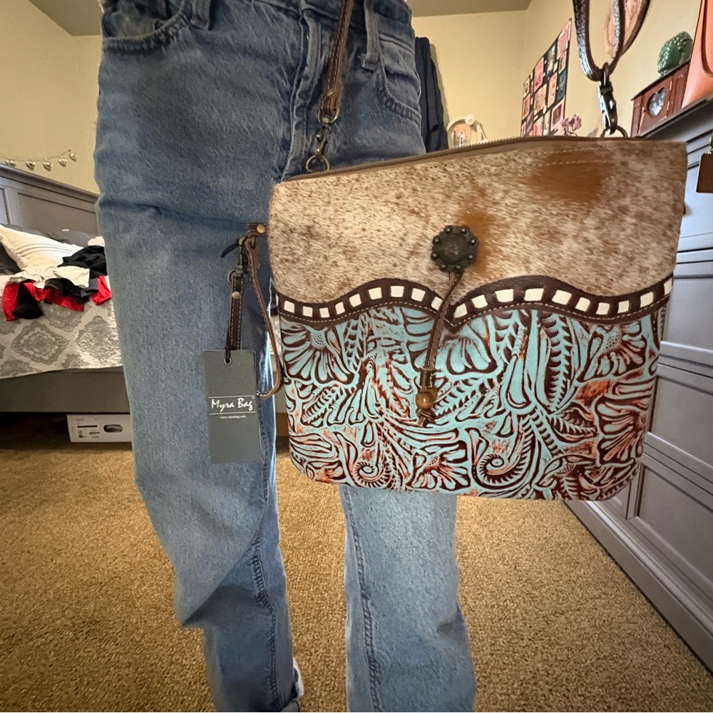 Myra Bag Brown and Blue Crossbody Bag